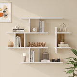Raft de perete Ledia, MDF, 111x15x78 cm - Alb-Stejar