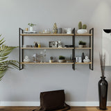 Raft De Perete Raiden cu 3 Rafturi si cadru Metal, Stejar, 140x90x25 cm