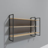 Raft De Perete Raiden cu 3 Rafturi si cadru Metal, Stejar, 140x90x25 cm