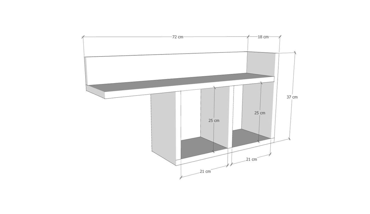 Raft de perete Room, Alb - Gri - Stejar - Galben, 72x37x18 cm - Galben