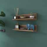 Raft de perete Stake cu 2 etajere, Nuc, 60x15x13 cm