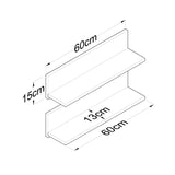 Raft de perete Stake cu 2 etajere, Nuc, 60x15x13 cm