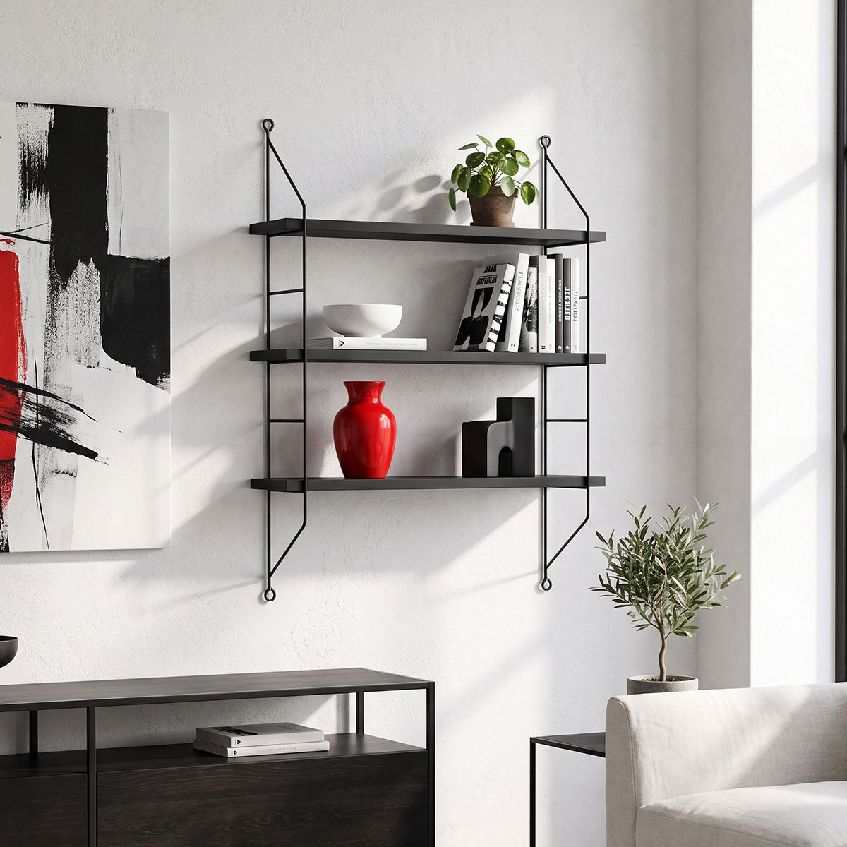 Antracit | SKU: 225-000107 | Raft de perete Vender, 60x15x70 cm, varianta Antracit, produs pentru amenajarea locuinței, disponibil online în România la CasaMob