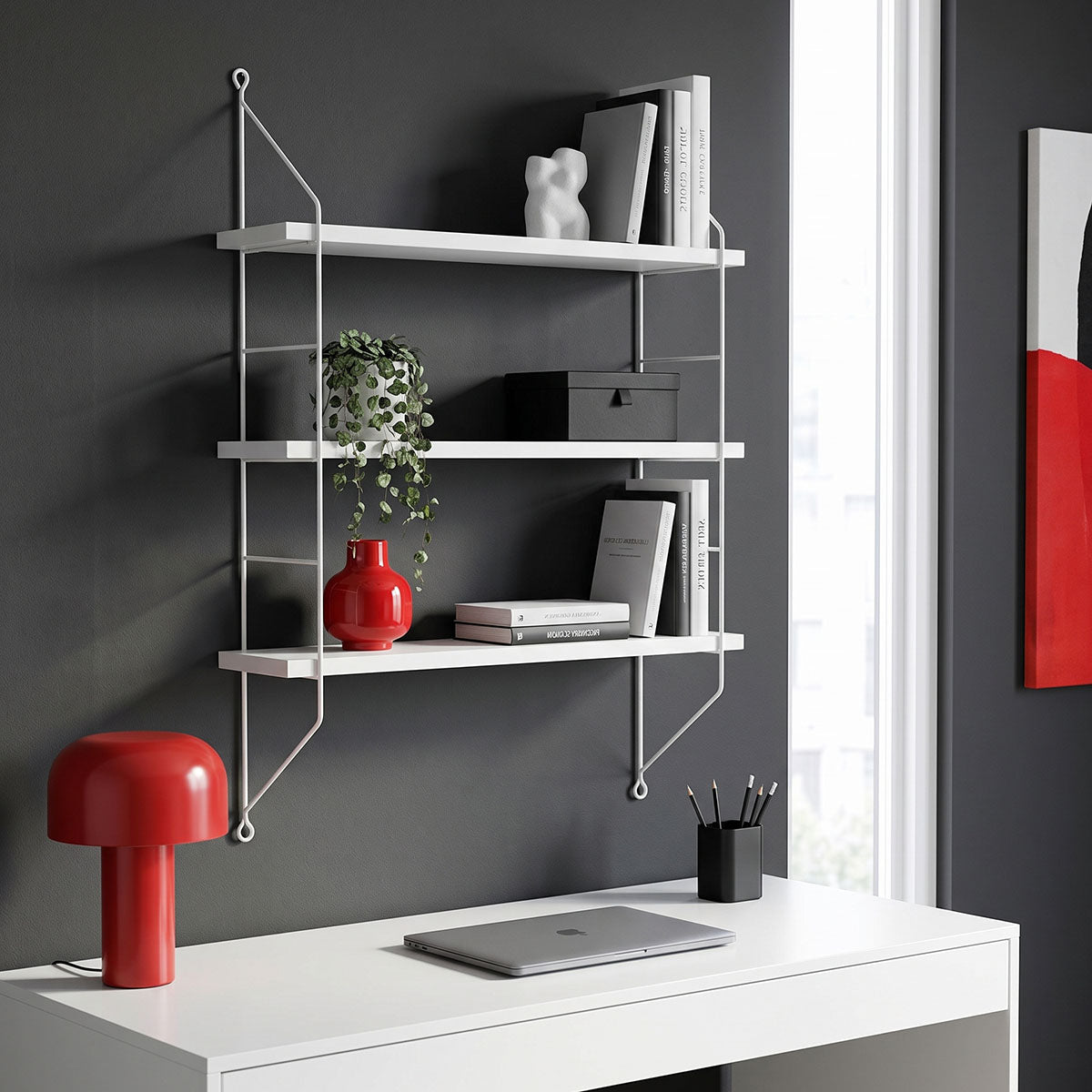 Alb | SKU: 225-000108 | Raft de perete Vender, 60x15x70 cm, varianta Alb, produs pentru amenajarea locuinței, disponibil online în România la CasaMob