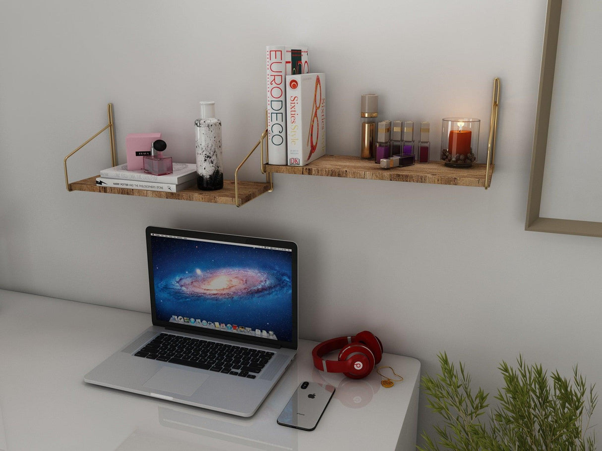 Raft de perete Wall Shelf Straight, Aur, 16x16x45 cm