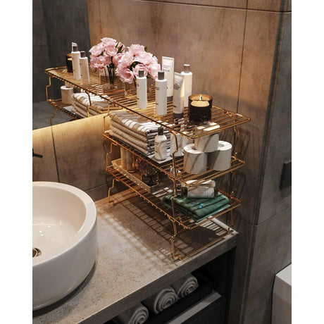 Raft de perete Wall Shelf Extra Bathroom, Aur, 15x19x42 cm