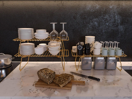 Raft de perete Wall Shelf Extra Bathroom, Aur, 15x19x42 cm