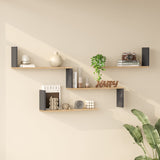 Raft de perete Wall shelf Flear stejar cu antracit color, Antracit - Stejar, 179x15x77 cm - Raft de perete Wall shelf Flear stejar cu antracit color, Antracit - Stejar, 179x15x77 cm
