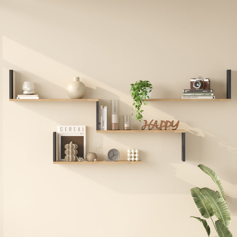 Raft de perete Wall shelf Flear stejar cu antracit color, Antracit - Stejar, 179x15x77 cm - Antracit-Stejar