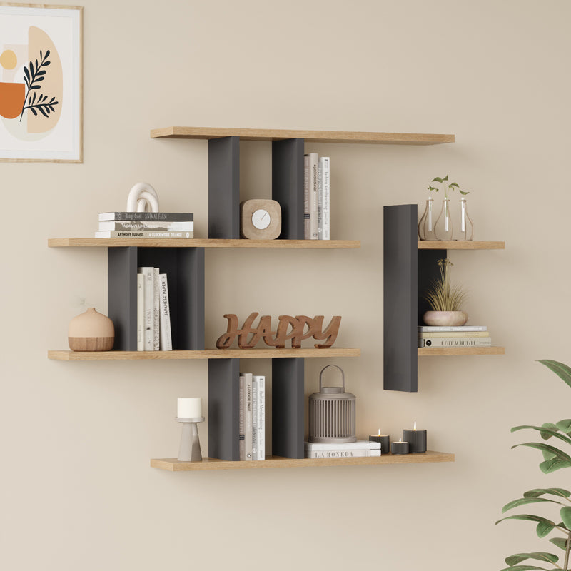 Raft de perete Ledia, MDF, 111x15x78 cm - Raft de perete Ledia, MDF, 111x15x78 cm