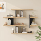 Raft de perete Ledia, MDF, 111x15x78 cm - Stejar-Antracit