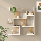 Raft de perete Wall shelf Maze stejar cu antracit color, Stejar - Antracit, 94x15x90 cm - Alb-Stejar
