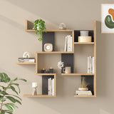 Raft de perete Wall shelf Maze stejar cu antracit color, Stejar - Antracit, 94x15x90 cm - Stejar-Antracit