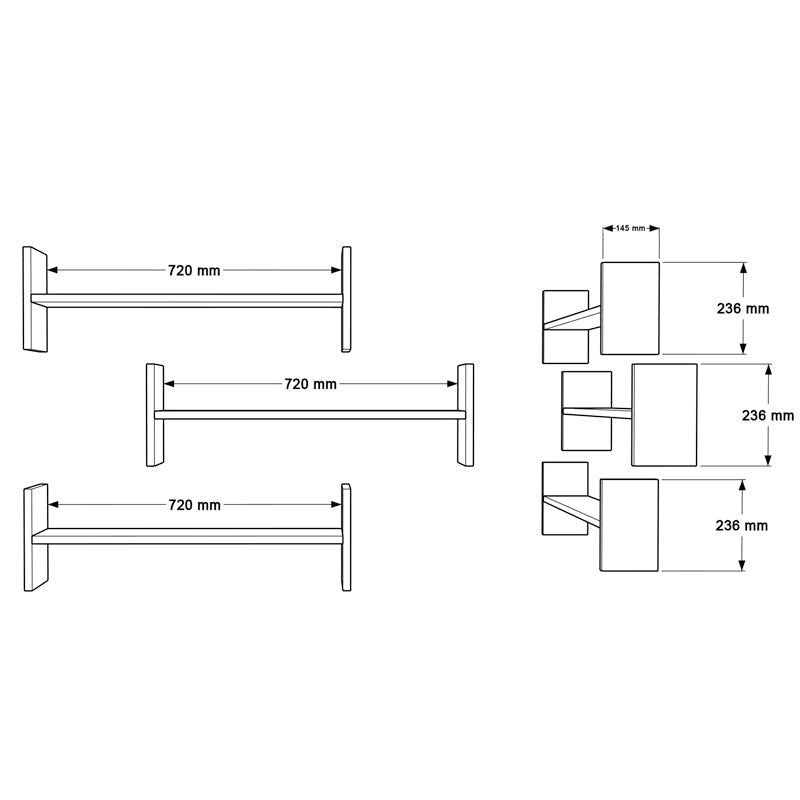 Raft de perete Mento, MDF, 76x15x24 cm - Stejar-Antracit