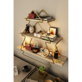 Raft de perete Wall Shelf  Triangle -1, Aur, 15x53x60 cm