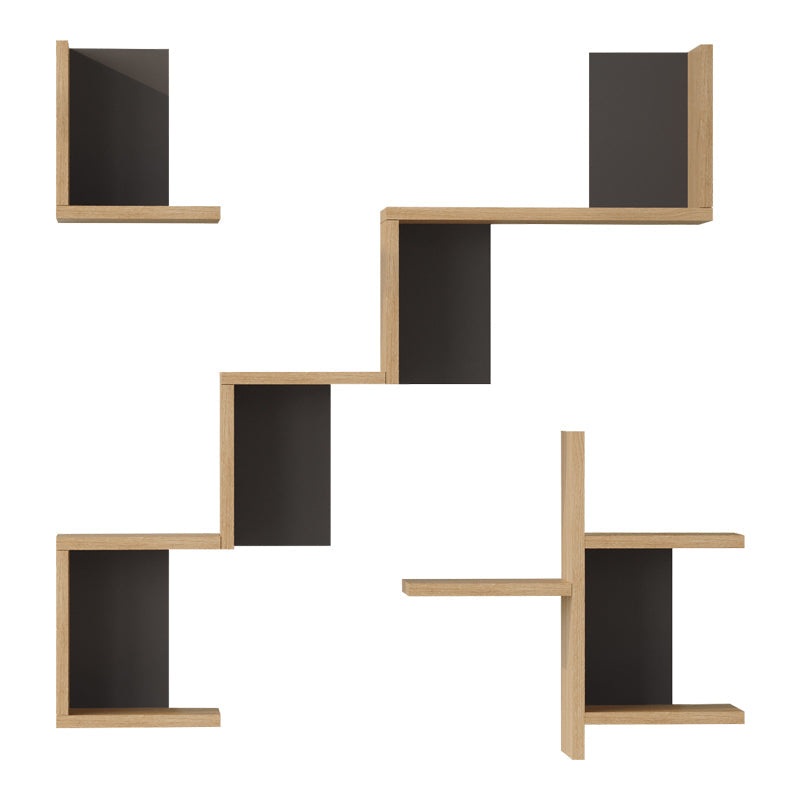 Raft de perete Wall shelf Verso stejar cu antracit color, Stejar - Antracit, 100x15x103 cm - Stejar-Antracit