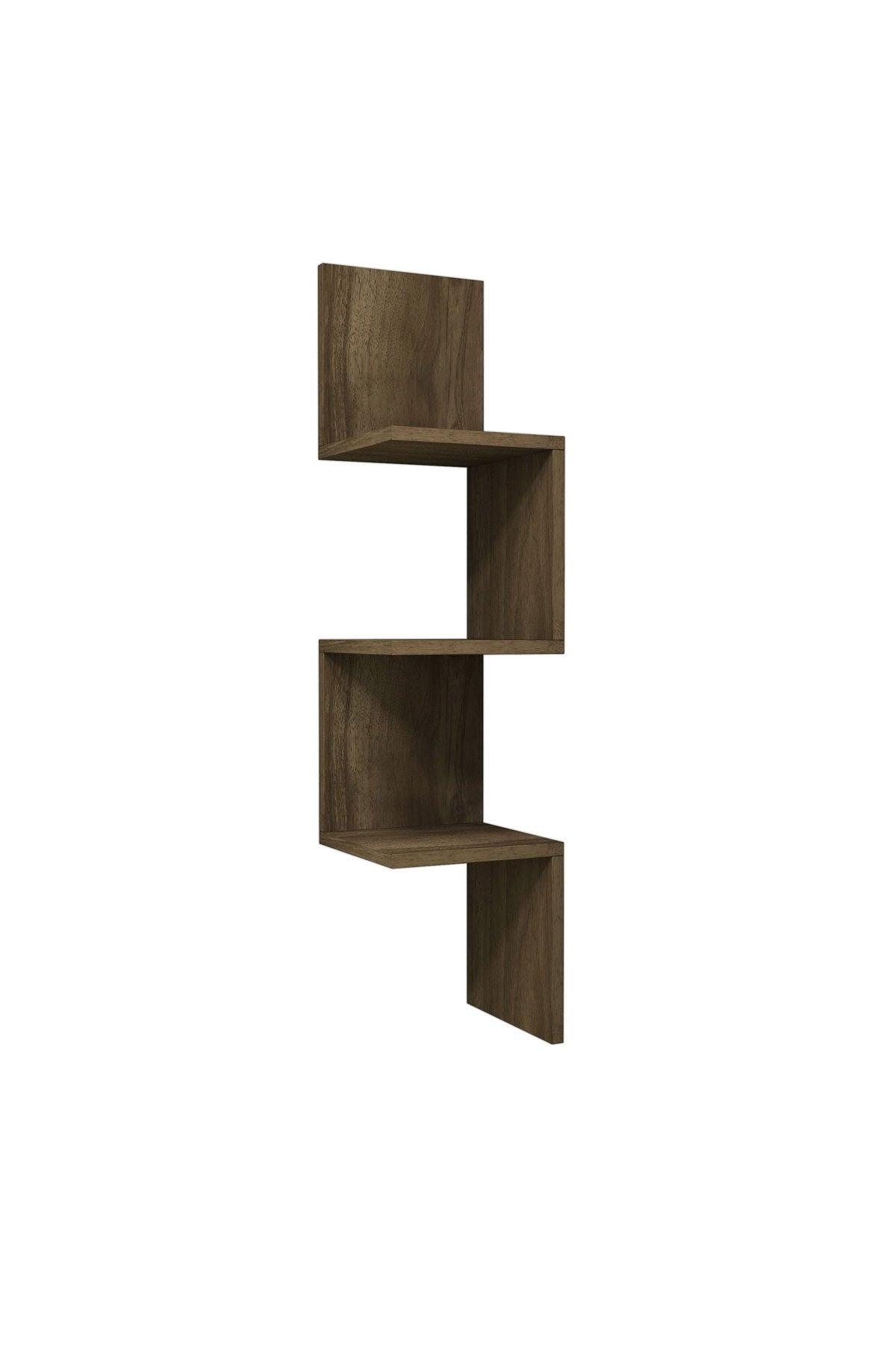 Raft de perete Zikzak, Nuc, 25x106x25 cm