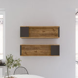 Raft de perete Zuleyha, 2 bucati, Stejar, 100x30x22 cm