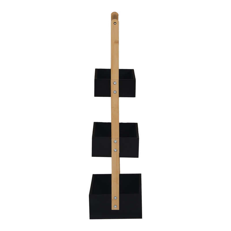 Raft de podea Arvy, Bambus, 32x20x76 cm - Negru-Natur