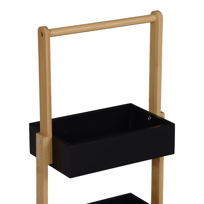 Raft de podea Arvy, Bambus, 32x20x76 cm - Negru-Natur