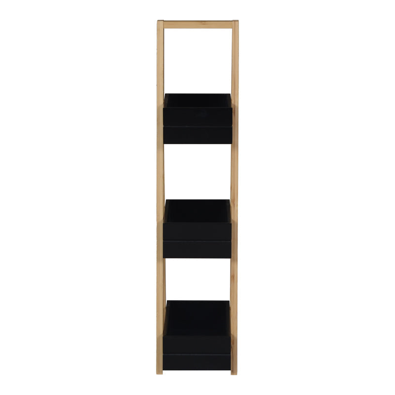 Raft de podea Tercy, Bambus, 30x18x80 cm - Negru-Natur