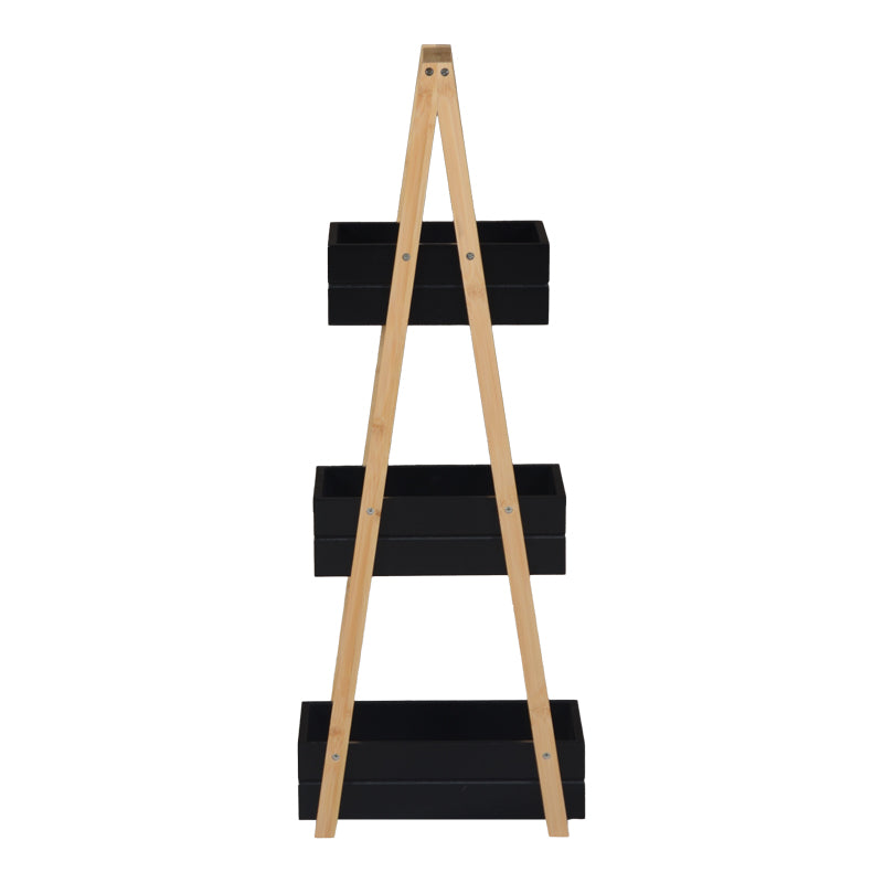 Raft de podea Tercy, Bambus, 30x18x80 cm - Negru-Natur