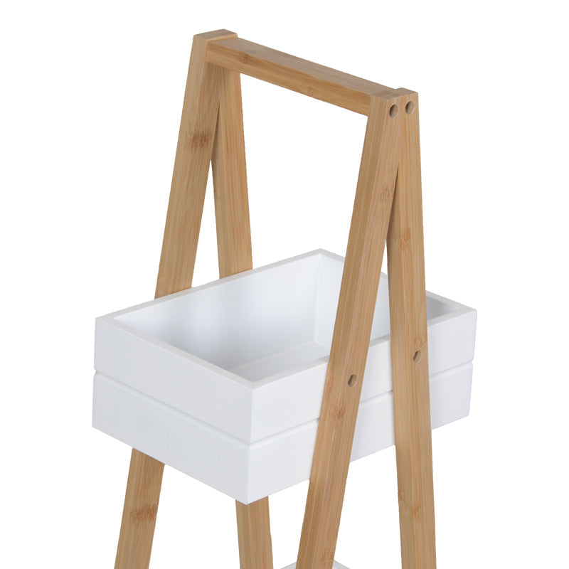 Raft de podea Tercy, Bambus, 30x18x80 cm - Alb-Natur
