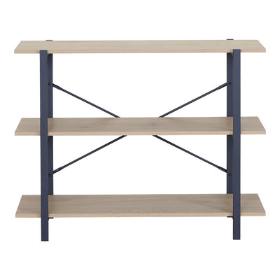Raft de podea Nebranzo Stejar cu metal, negru, 106x35x80 cm, detaliu produs