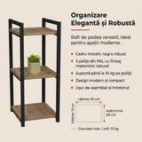 Raft de podea Negru metal, Natural, 33x28x70 cm