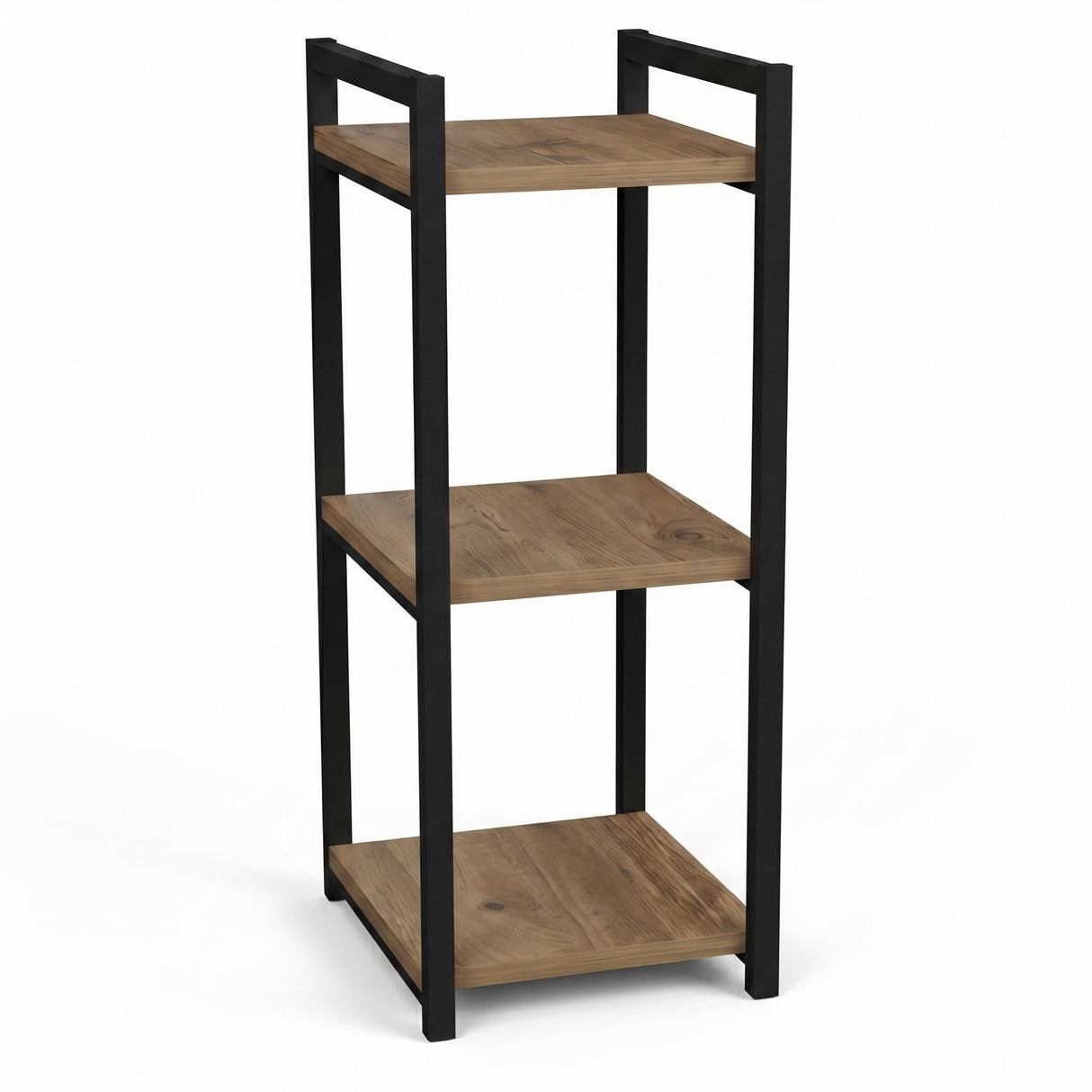 Raft de podea Negru metal, Natural, 33x28x70 cm