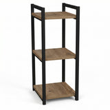 Raft de podea Negru metal, Natural, 33x28x70 cm