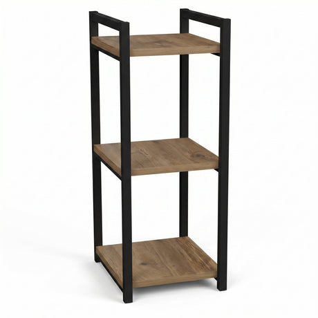 Raft de podea Negru metal, Natural, 33x28x70 cm