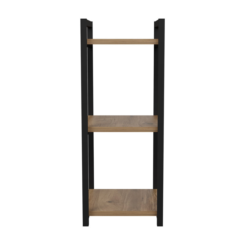 Raft de podea Negru metal, Natural, 33x28x70 cm