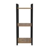 Raft de podea Negru metal, Natural, 33x28x70 cm