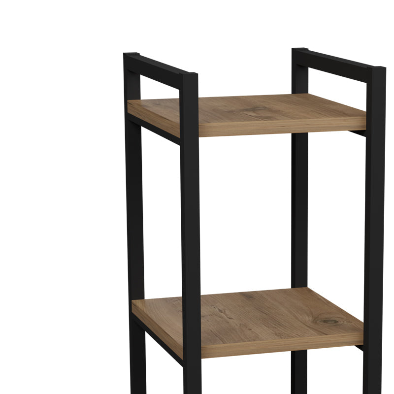 Raft de podea Negru metal, Natural, 33x28x70 cm