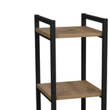 Raft de podea Negru metal, Natural, 33x28x70 cm