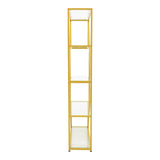 Raft decorativ Aylan cu functie de depozitare, metal și Sticla, Auriu, 100x30x200 cm