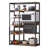 Raft Leena metalizat, negru - nuc, 80x30x142 cm - Raft Leena metalizat, negru - nuc, 80x30x142 cm - 072-000055