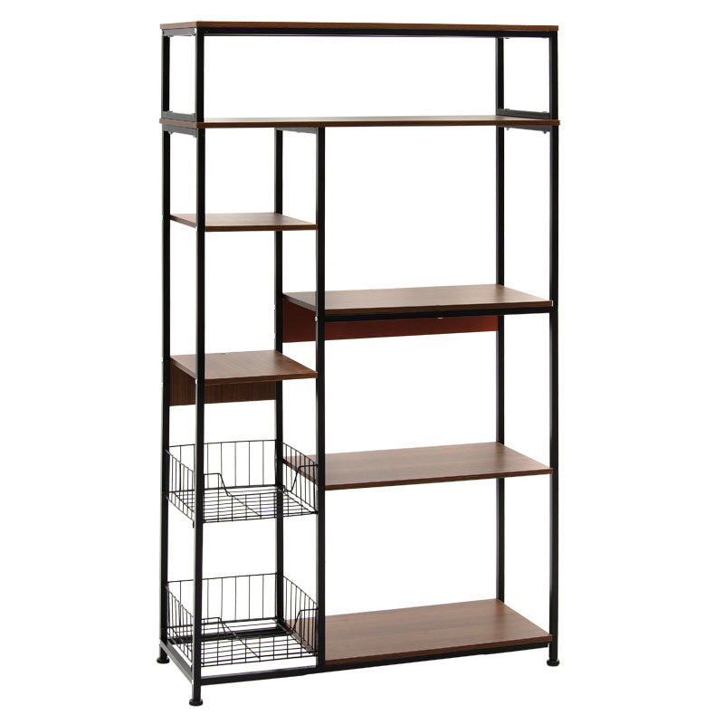 Raft Leena metalizat, negru - nuc, 80x30x142 cm - Raft Leena metalizat, negru - nuc, 80x30x142 cm