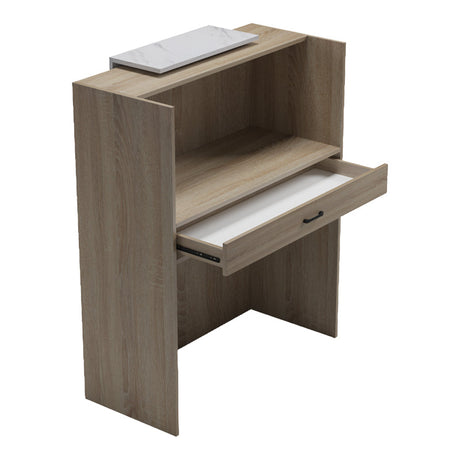 Reception birou Zowel cu LED sonoma-alb marble look, Sonoma - White Marble, 90x40x110 cm