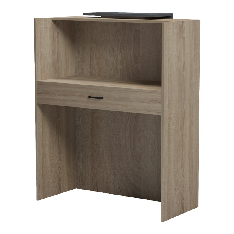 Reception birou Zowel cu LED alb - sonoma, Sonoma - Alb, 90x40x110 cm - Sonoma-Gri inchis