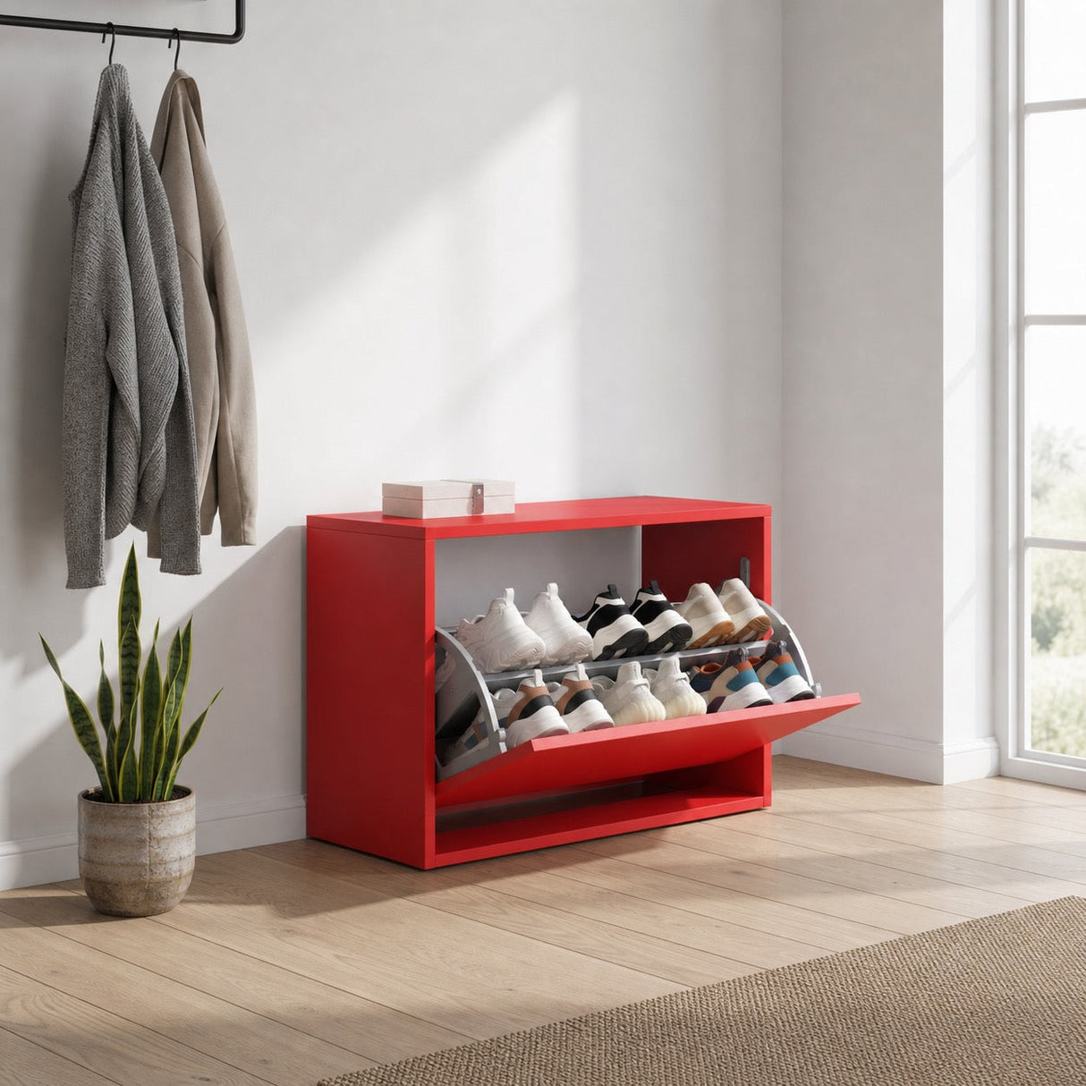 Pantofar Băncuță SHC-110-BB-1 Home Collection®, cu Șezut, 6 Perechi, 60x42x30 cm - Rosu | SKU: SHC-110-KK-1