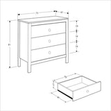 Comoda SFN-993-BB-1 Home Collection® Rustic, 3 sertare, Alb, 73x81x47 cm