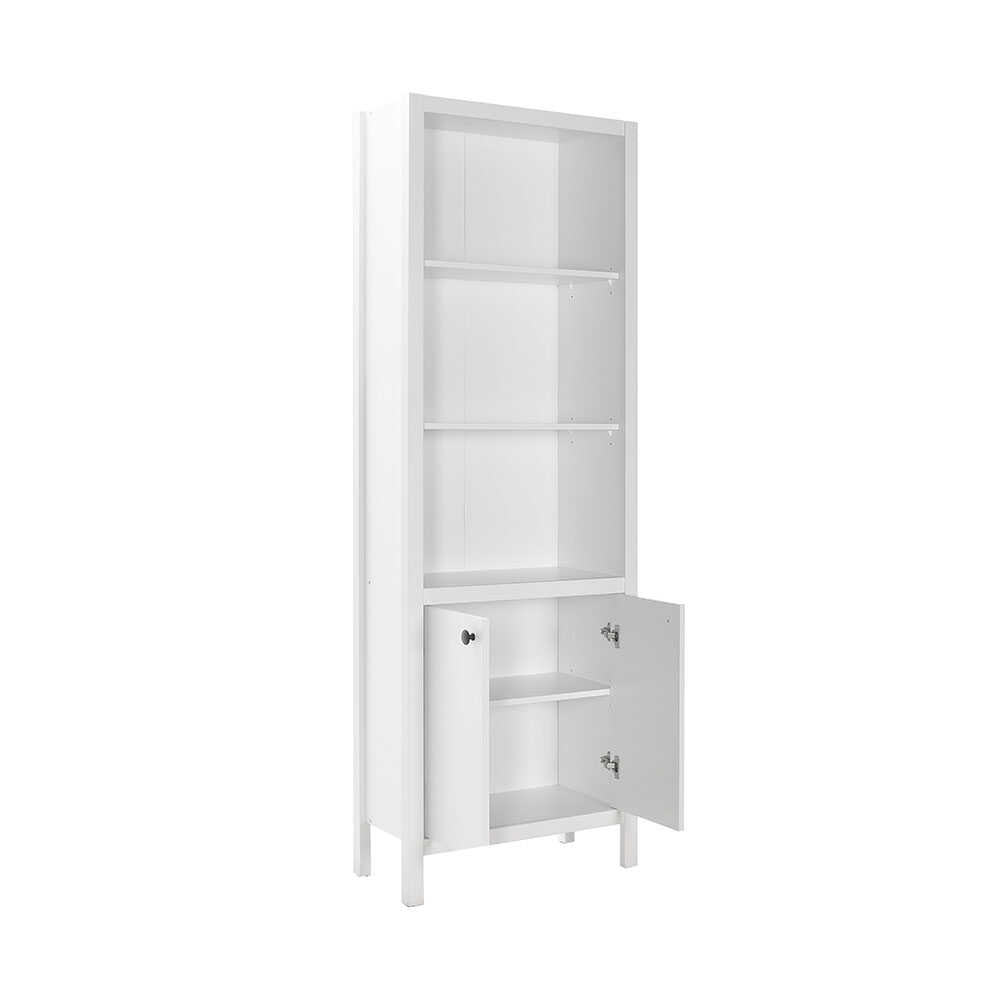 Biblioteca KTP-995-BB-1 Home Collection® Rustic cu 5 rafturi si usi, Alb, 66x196x32 cm