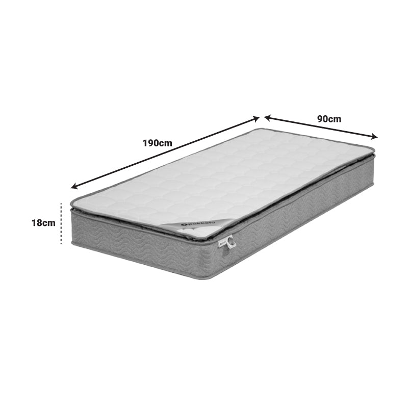 Saltea Perfecto cu arcuri continue pe o singura parte, cu strat superior de 18-20cm, Alb, 90x190 cm, perspectiva suplimentara