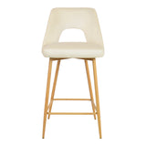 Scaun de bar Murde, catifea si metal, 47x52x96 cm - Bej