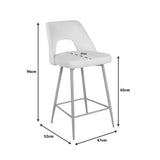 Scaun de bar Murde, catifea si metal, 47x52x96 cm - Bej