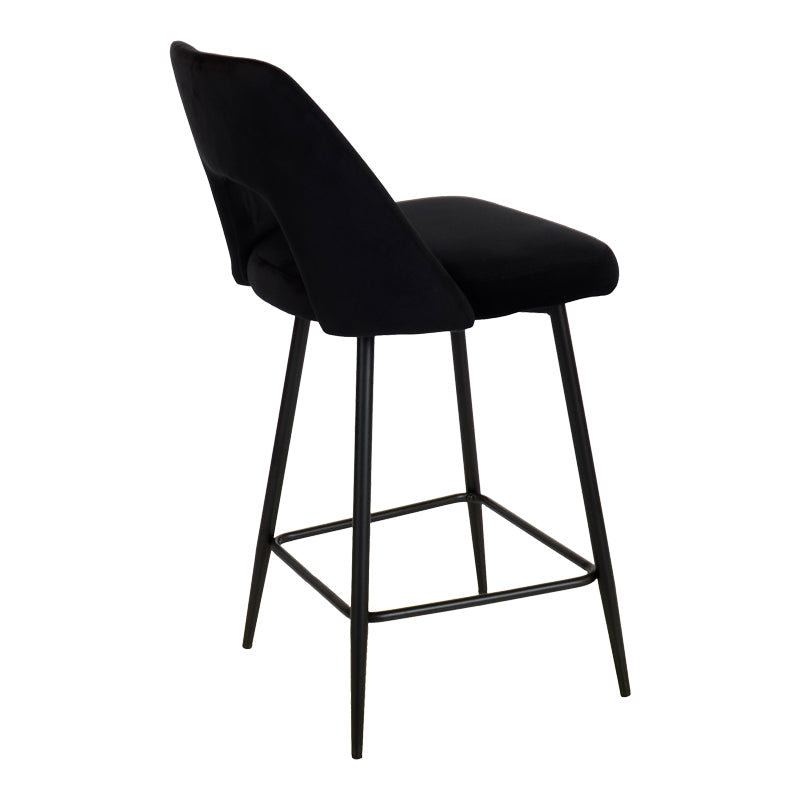 Scaun de bar Murde, catifea si metal, 47x52x96 cm - Negru