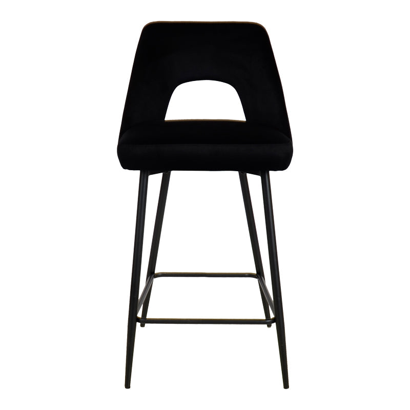 Scaun de bar Murde, catifea si metal, 47x52x96 cm - Negru