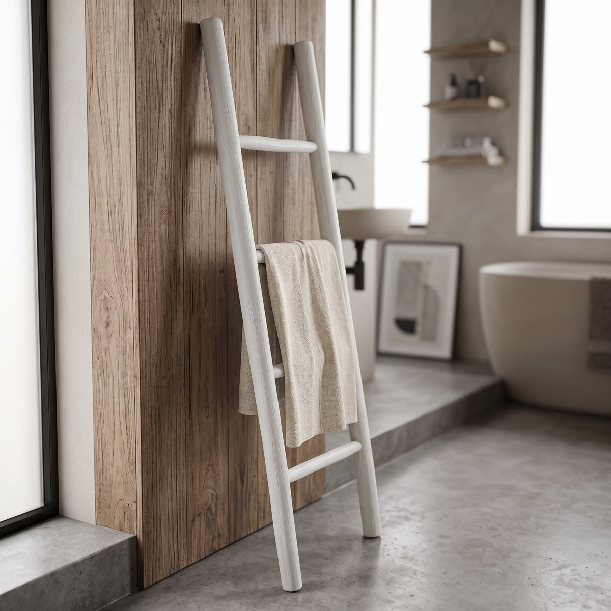 Alb | SKU: 336-000038 | Scară decorativă Morjeve, 45x6x150 cm, varianta Alb, produs pentru amenajarea locuinței, disponibil online în România la CasaMob